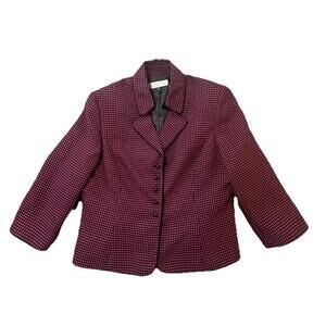 Tahari Arthur S Levine Blazer 18 Black Pink Textured Dots Lined Jacket